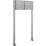 AL Briefkastensysteme Standbriefkasten 2 Fach Edelstahl Silber