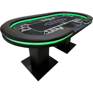 Home Deluxe LED Pokertisch FLUSH - 213 x 106 x 78 cm - mit LED Beleuchtung |Spielertisch Poker Tisch Casino - Schwarz