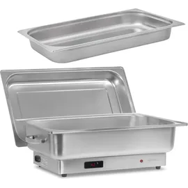 Mahlzeit elektrischer Edelstahl Chafing Dish mit GN 1/1 Behälter, 9 Liter, bis 80°C mit Display - Mahlzeit