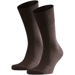 FALKE Herren Socken 2er Pack - Airport Plus, Kurzstrumpf, Freizeit- und Business-Socken, Unifarben Braun 45-46