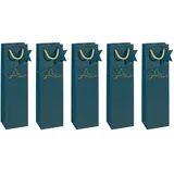 Sigel Geschenktüten für Flaschen Christmas tree Motiv 10,0 x 35,0 cm, 5 St.