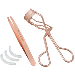 Tweezerman Brow & Lash Set - Augenbrauen Wimpern Set, Rose Gold Wimpernzange Damen 