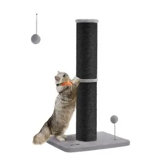 Songmics FEANDREA Kratzbaum Kratzsäule mit Plüschball und Glocke schwarz