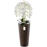 botle Künstliche Orchidee Kaskaden Blumenstrauß Weiß im Topf Dunkelbraun H 110 cm Heimbüro Dekoration, Kunstpflanze Orchidee, Kunstblume, Künstliche Orchidee im Topf