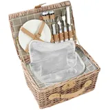 Tectake Picknickkorb Langeoog für 2 Personen mit Kühlfach 29 x 41 x 21 cm braun