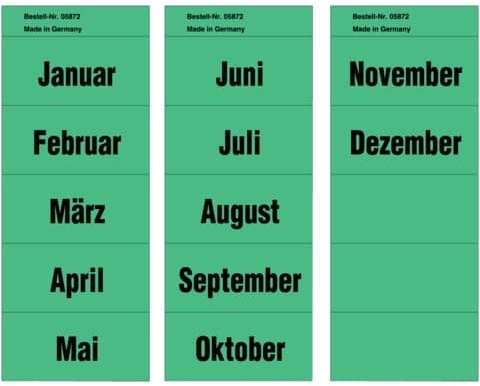 Inhaltsschild Monat, 8x12 Monate, grün