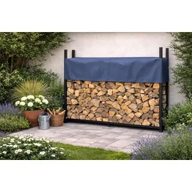 Quick Star Kaminholzregal Metall 113 x 25 x 115 cm mit Schutzhülle Grau