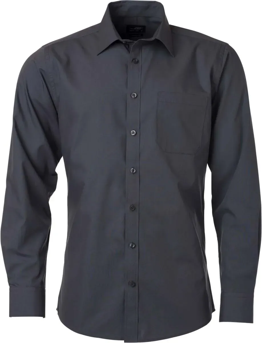 James & Nicholson Herren Popeline Hemd langarm JN678 carbon L
