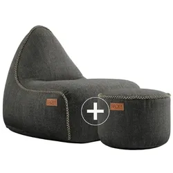RETROit Cobana Outdoor Sitzsack Loungsessel mit Hocker – Sparset grau