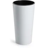 HowHomely Blumentopf Gross Hoch 37 cm mit Pflanzkübel Einsatz 20 cm Durchmesser - Weiß Pflanzkübel Groß aus Kunststoff für Deko Wohnzimmer Garten oder Terrasse