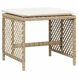 vidaXL Gartenhocker mit Kissen 4 Stk. Beige 41x41x36 cm Poly Rattan 2