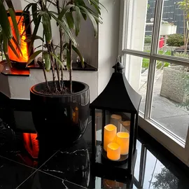 INDA-EXCLUSIV Große Laterne Gartenlaterne inkl. 3 LED Kerzen Timer 24x24x59cm