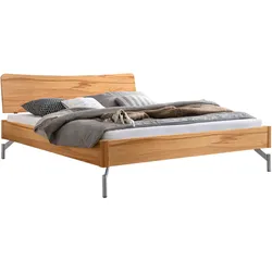 Holzbett HASENA "Albinia", braun (braun, grau, braun), B:146cm H:84cm L:206cm, Betten, Massivholzbett Albinia, Fußhöhe 20 cm
