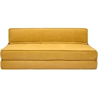 miliboo 2-sitzer Schlafsofa in senfgelbem Stoff mit Samteffekt Katy