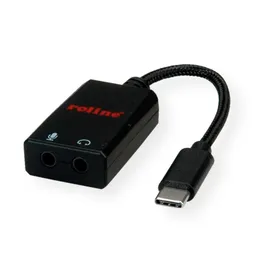 Roline Adapter USB Typ C - 2x 3,5mm Klinken-Stecker 0,13m (12.03.3209)