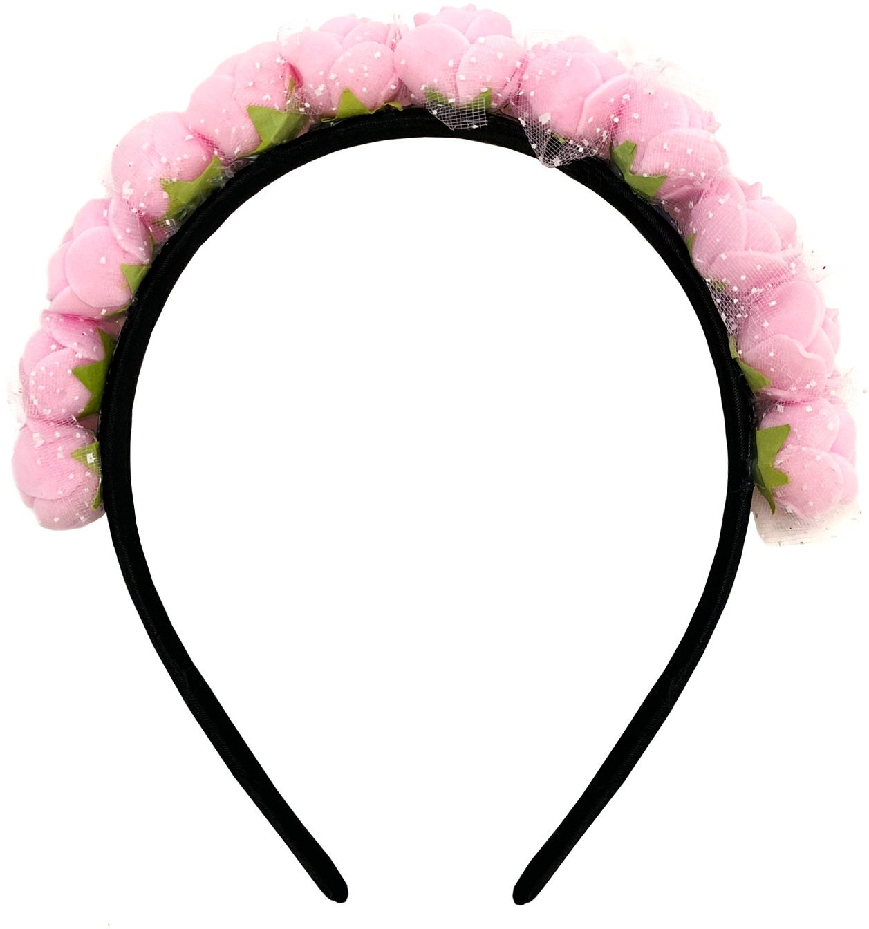 Rosen Haarreifen Blumen Haarreif Braut JGA Hochzeit Fasching Karneval Damen Kopfschmuck - rosa