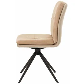 Mendler 6er-Set Esszimmerstuhl HWC-M68, Küchenstuhl Lehnstuhl, drehbar Auto-Position, Metall Stoff/Textil ~ beige