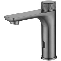 XJTNLB Sensor Wasserhahn Bad Waschtischarmatur Infrarot Sensor Bad Armaturen Waschbecken Einhebelmischer für Badezimmer Pistole Grau
