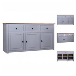 vidaXL Anrichte Sideboard Grau 135 x 40 x 80 cm Massivholz Panama-Kiefer grau