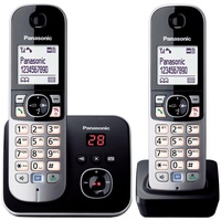 Panasonic Duo dect schnurloses telefon mit anrufbeantworter schwarz/silber