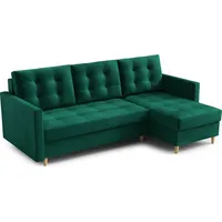 FurMeb24 - Ecksofa DIVO L - Skandinavisch , Sofa mit  2 Bettkästen und Schlaffunktion  - KRONOS 19 - Grün