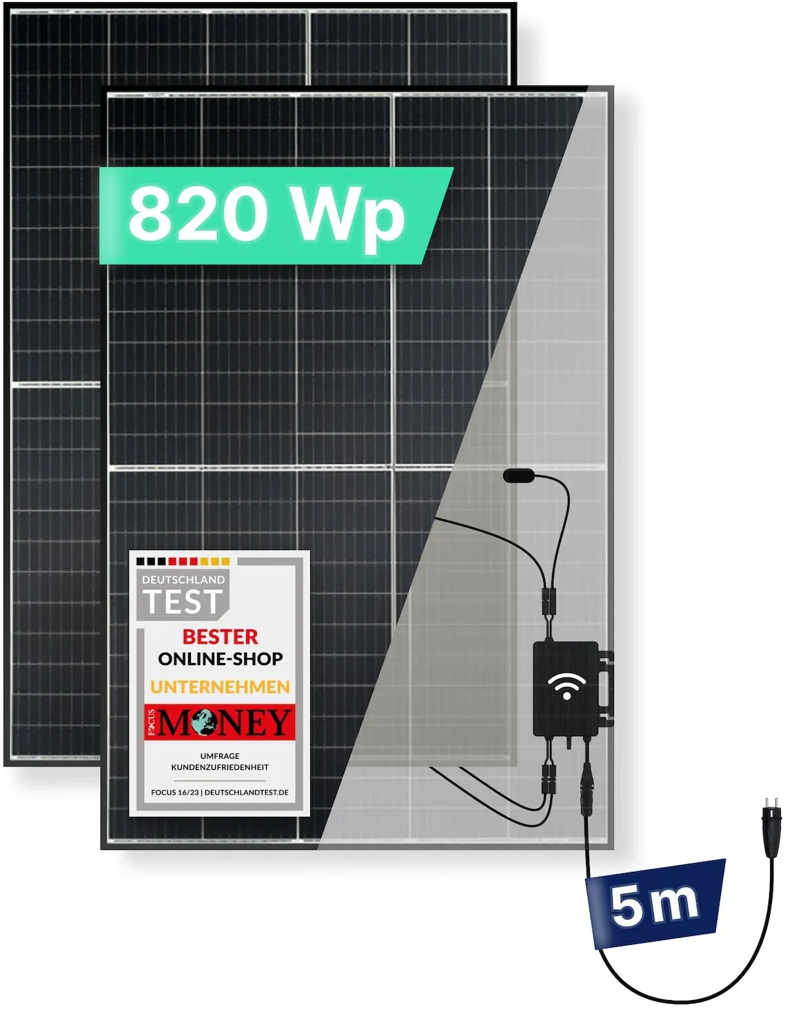 priwatt Balkonkraftwerk 820Wp/800W - steckerfertig - WiFi - priBasic Duo