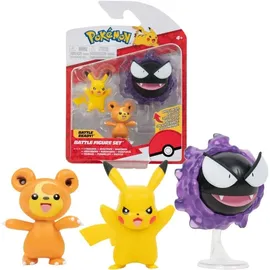 Jazwares Pokémon Battle Figure Set - Teddiursa, Pikachu, Nebulak,