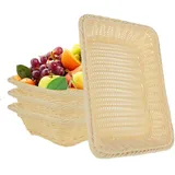 LDHHYH 4er Set Brötchenkorb Geflochten Brotkorb, 35 x 25 x 7 cm brotkörbchen geflochten aus Rattan, Stapelbarer Brotkörbchen Modern Brotkörbe für Restaurant, Lebensmittel, Servieren und Küche