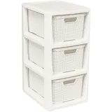branq home essential BranQ - Home essential Regal in Rattan Design, Kunststoff PP, Creme, 29,5x24x48,7 cm