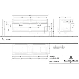 Villeroy & Boch Collaro Waschbeckenunterschrank C02400VJ 160 x 55 cm Nordic Oak