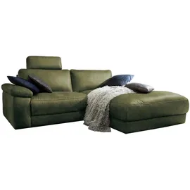 KAWOLA Ecksofa Lola Leder Recamiere rechts moosgrün