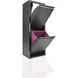 Betten-ABC Refina Mehrzweckschrank, Mülltrenner, platzsparend, aus pflegeleichtem Metall Schwarz, 2 x 15 L