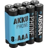 ABSINA 8X NiMH Akkus für Telefon Gigaset Mobilteil wiederaufladbar 800 mAh - Akku für Gigaset A415 750mAh - 750 mAh Akku Batterien AAA für Telefon Gigaset A400 A415, C300 C430, C475 C530, CL660HX