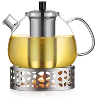 Ecooe 1.5L Teekanne mit Stövchen, Teekanne Glas und Teewärmer Edelstahl
