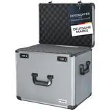 HMF 14422-02 Alu Fotokoffer, Miniaturenkoffer mit Rasterschaumstoff, 46 x 33 x 41 cm