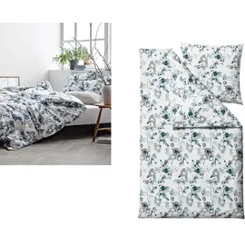 Södahl Flower Burst Satin Blau 135 x 200 cm + 80 x 80 cm