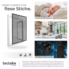 Tectake Fliegenschutzgitter mit Aluminiumrahmen 140 x 120 cm Grau