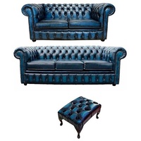 JVmoebel Chesterfield-Sofa, 3+2 Sitzer Garnitur Sofa Couch blau