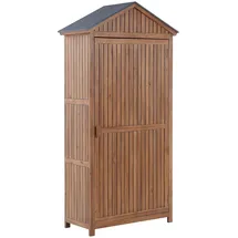 Beliani Savoca Gartenschrank Stahldach Akazienholz braun