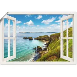 Wandbild ARTLAND "Küstenweg in Nordirland durchs Fenster", grün (farbe bild(er): grün), B:70cm H:50cm, Papier, Bilder, als Leinwandbild, Wandaufkleber oder Poster in versch. Größen