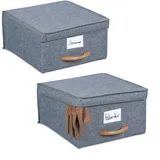 Relaxdays Aufbewahrungsbox 2er Set, je 12 l, Faltbox mit Deckel, Ordnungsbox aus Stoff, faltbarer Regalkorb, Griff, grau