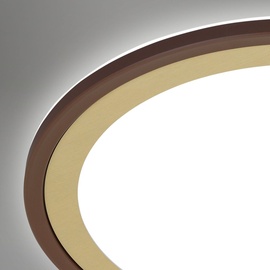 Briloner Leuchten - LED Deckenlampe mit Backlighteffekt, Slim LED Deckenleuchte CCT, Ultra Flach, Dimmbar, Fernbedienung, Ø420 mm, Braun-Gold