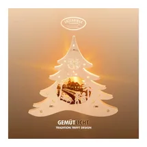 Weigla Fensterbild Tannenbaum Winterspaß I Weihnachtsdeko Fenster I 1 Lampe I 7 W, E14 I Fensterbild Weihnachten I Weihnachtsbeleuchtung Holz I Fensterdeko hängend