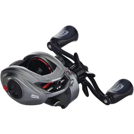 Abu Garcia MAX Low Profile Rolle - Baitcaster Angelrolle für Raubfischangeln - Hecht, Barsch, Zander, Grey/Red, 41