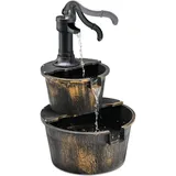 SOARS Gartenbrunnen 2-stufig, Springbrunnen mit Wasserpumpe & einstellbarem Wasserdurchfluss, Wasserbrunnen Holz Design, Zimmerbrunnen, Gartendeko für außen Balkon Terrasse, Bronzefarben