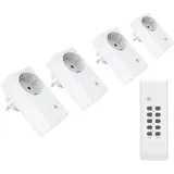 conecto Funksteckdosen Set (4x Funksteckdose, 1x Funkfernbedienung), Indoor, weiß, SA-CC50697