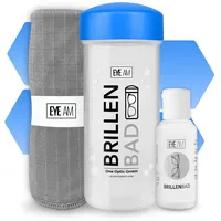 EyeAm Brillenbad Set inkl. 50ml Konzentrat & Mikrofasertuch, Reinigungskonzentrat (im Set mit 50ml Spezialreiniger & Mikrofasertuch 40x40 cm) blau