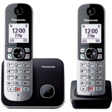 Panasonic KX-TG6852GB Schnurlostelefon mit 2 Mobilteilen (Bis zu 1.000 Telefonnummern sperren, übersichtliche Schriftgröße, lauter Hörer, Voll-Duplex Freisprechen) schwarz-silber