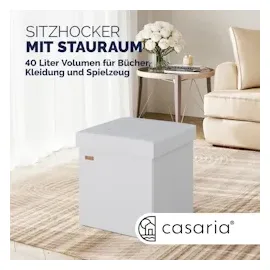CASARIA Sitzhocker Weiß Kunstleder 38x38x38cm faltbar