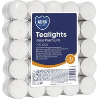Teelicht Teelichter 100 Stück weiß, in einem Stapel verpackt, geruchsneutrale Teelichter, 3 Stunden brennend, kleine Kerzen für Kerzenhalter, 10 g, ø3,9 x 1,35 cm
